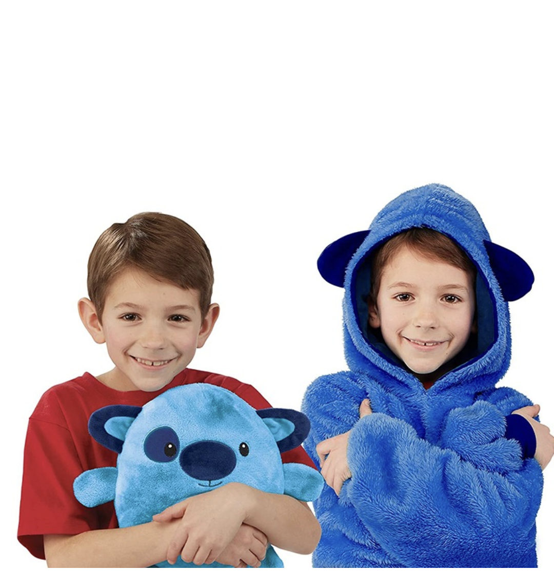 Comfy puppy animal hoodie - blue