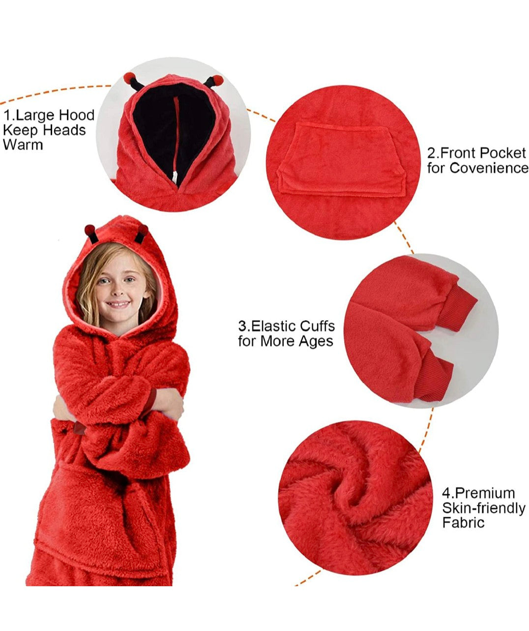 Comfy ladybug animal hoodie